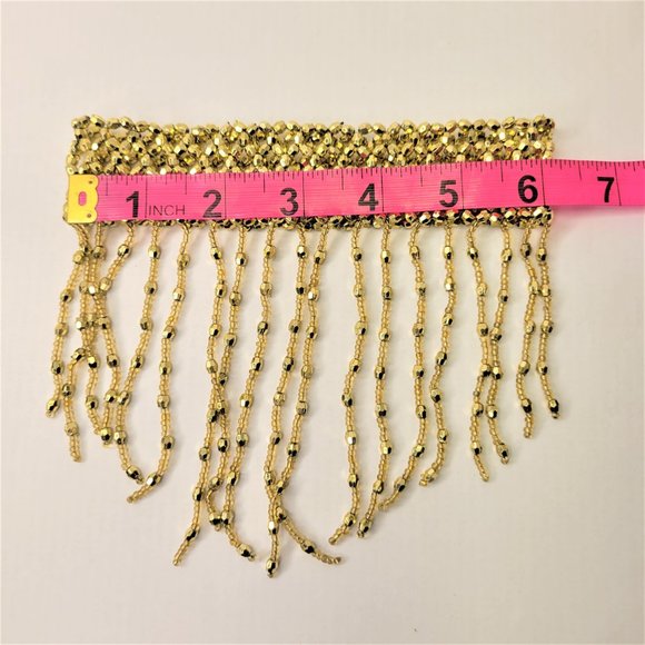 Gold Tassel Choker Necklace & Arm Wrist Jewelry Accessory Halloween Costume NEW - Picture 10 of 14